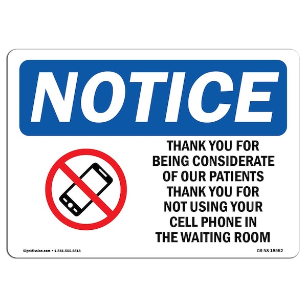 Safety Sign, OSHA Notice, 12" Height, Thank You For Being Considerate Sign With Symbol, Landscape